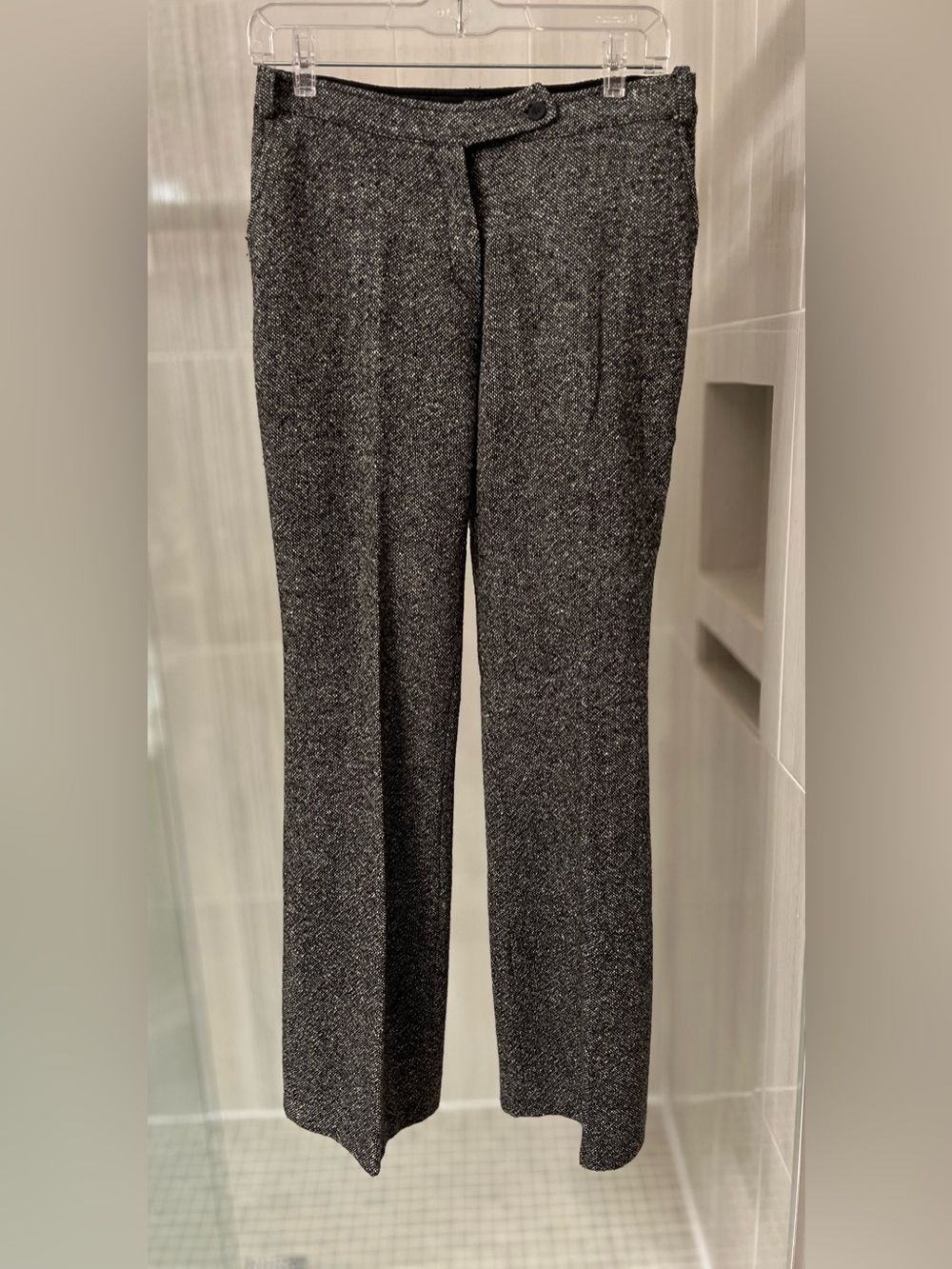 MANDORLAMARA Black White Tweed Lined Straight Leg Dress Pants